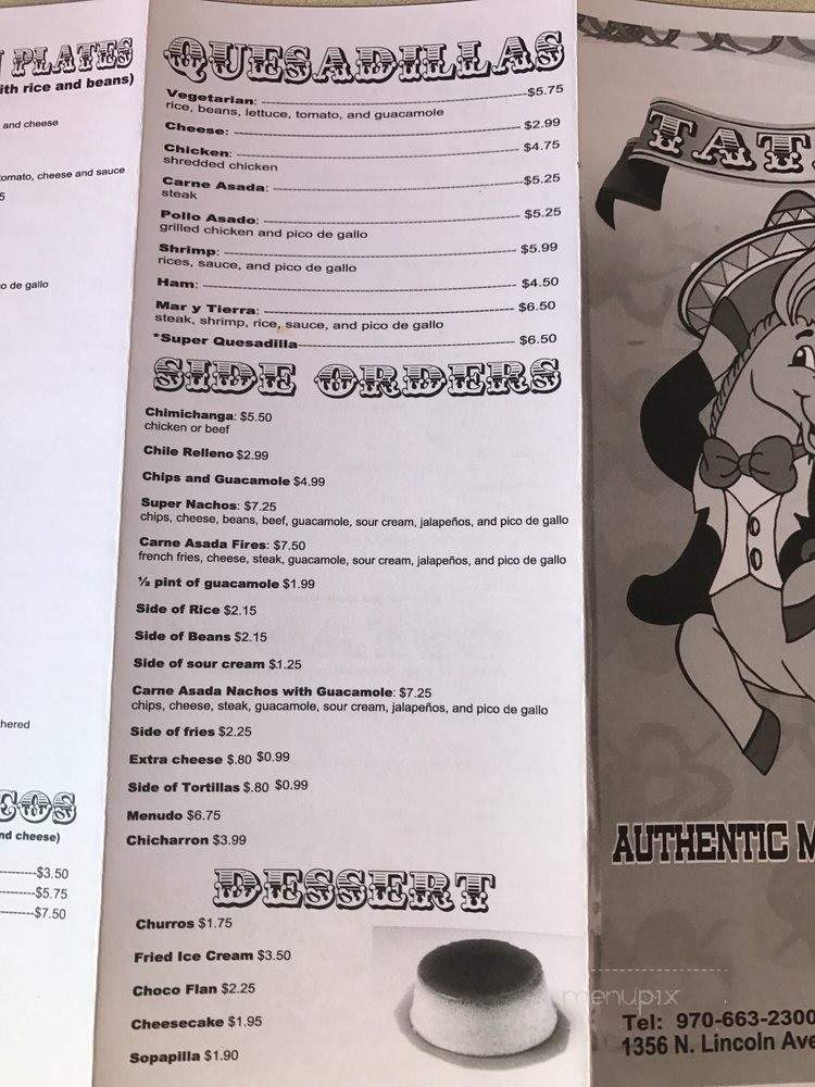 Tata's Burritos - Centennial, CO menu_pic