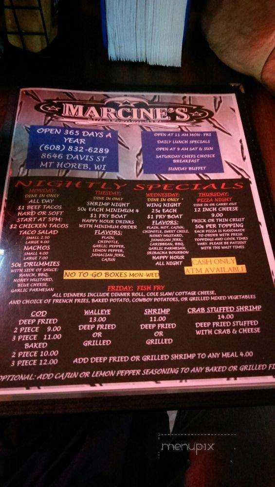 Marcine's - Mount Horeb, WI menu_pic