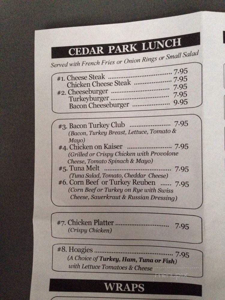 Cedar Park Cafe - Philadelphia, PA menu_pic