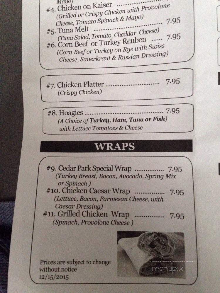 Cedar Park Cafe - Philadelphia, PA menu_pic