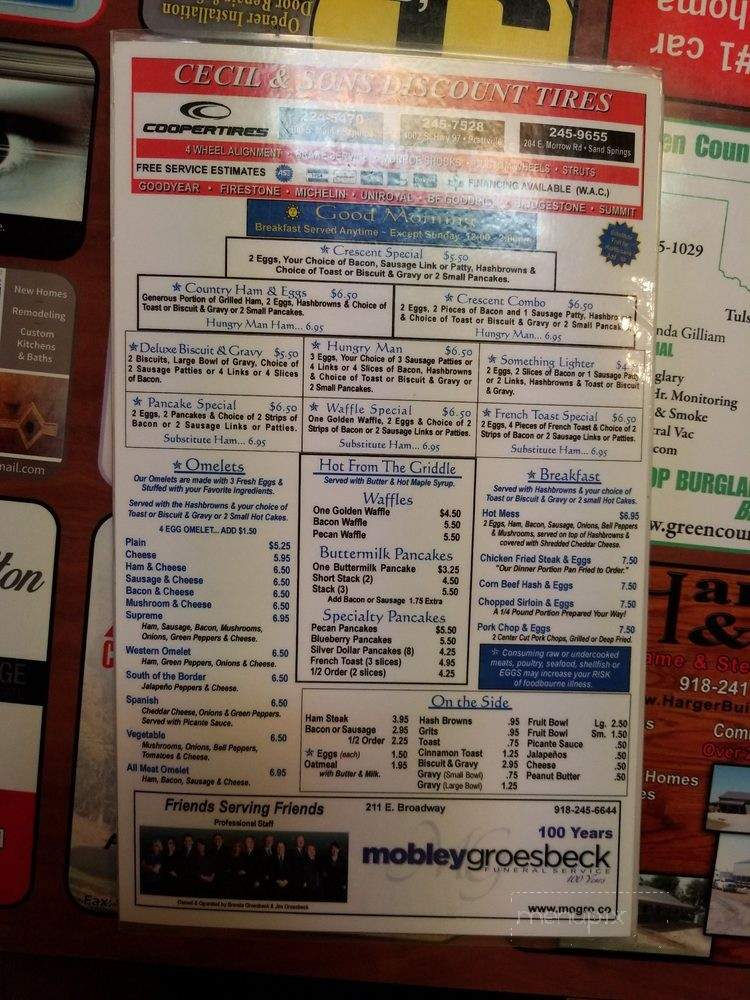 Crescent Cafe - Sand Springs, OK menu_pic