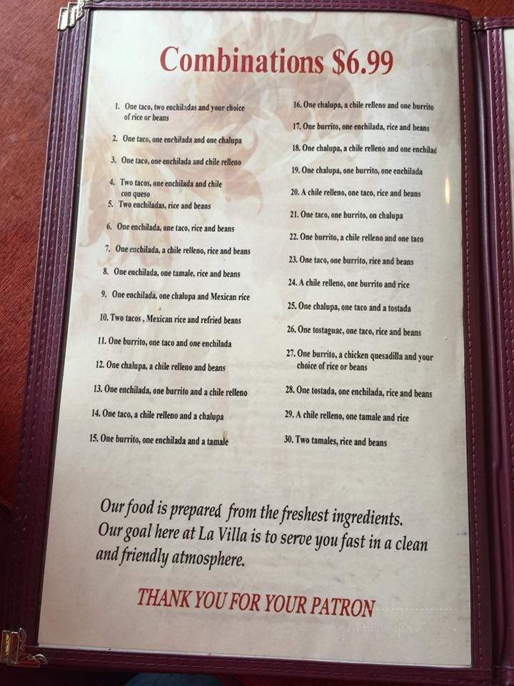 La Villa - El Dorado, AR menu_pic