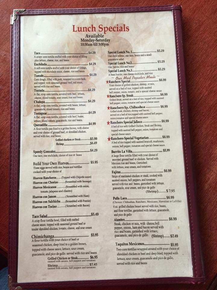 La Villa - El Dorado, AR menu_pic