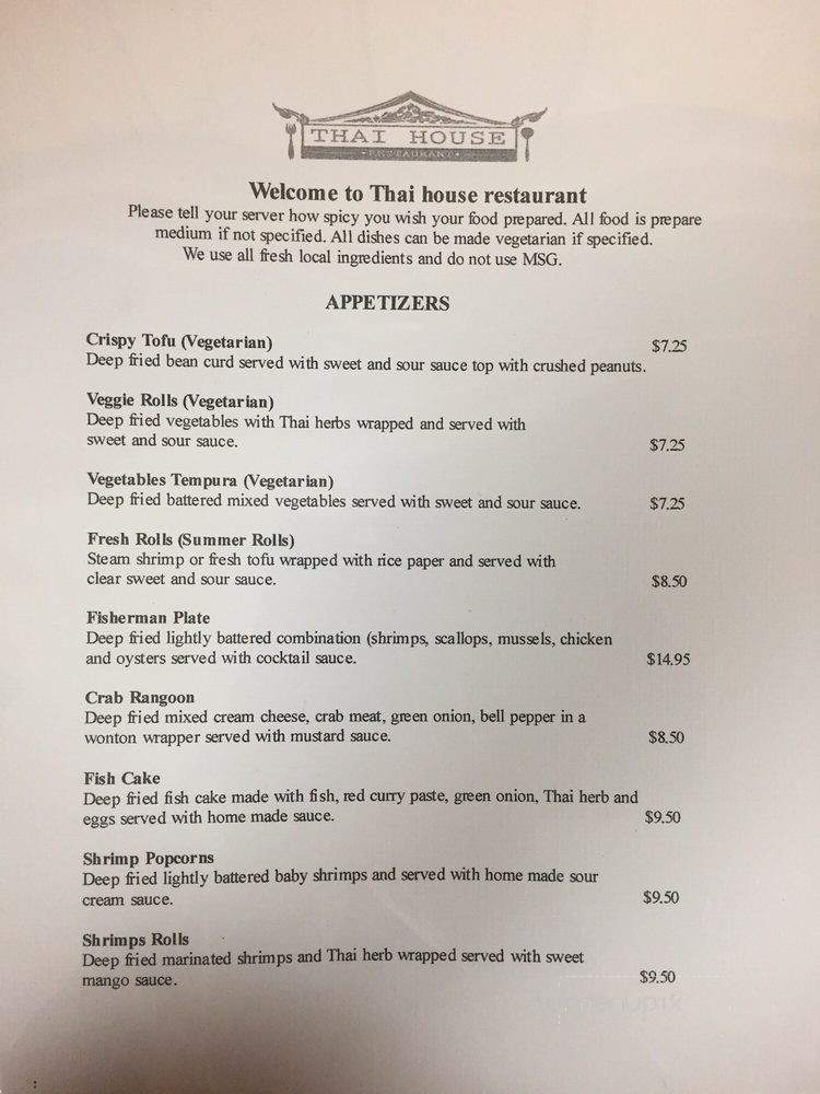 Thai House - Cameron Park, CA menu_pic