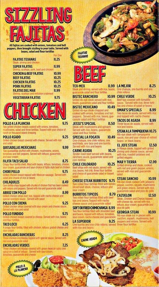 La Fogata - Elberton, GA menu_pic