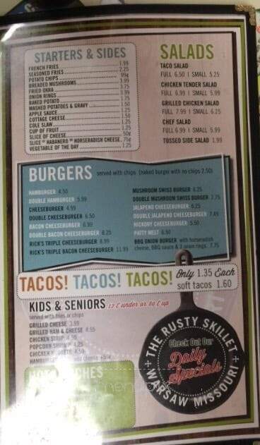 The Rusty Skillet - Warsaw, MO menu_pic