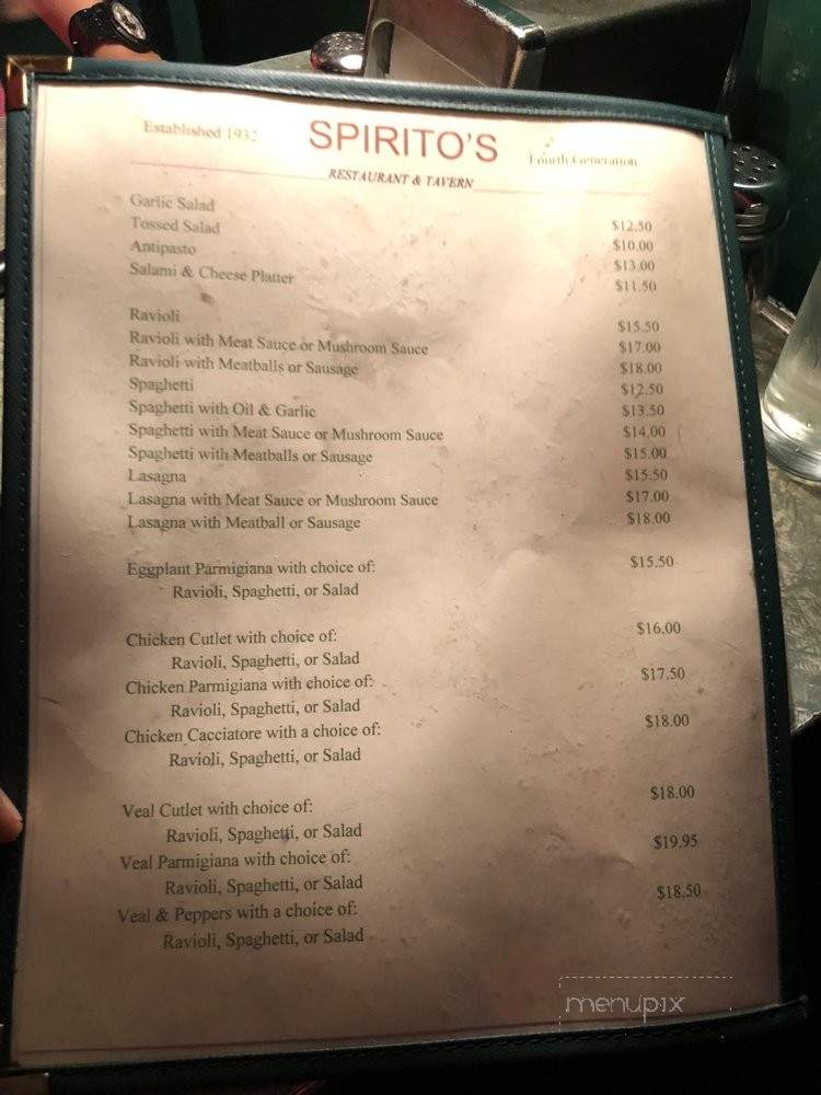 Spirito's Restaurant - Elizabeth, NJ menu_pic