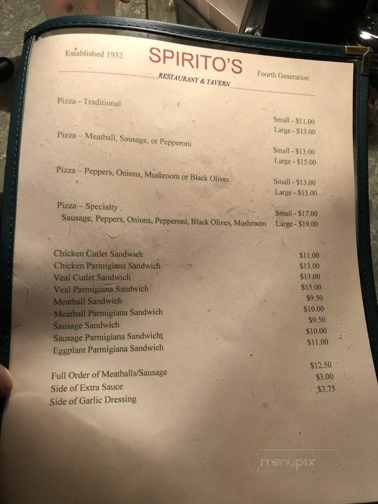 Spirito's Restaurant - Elizabeth, NJ menu_pic