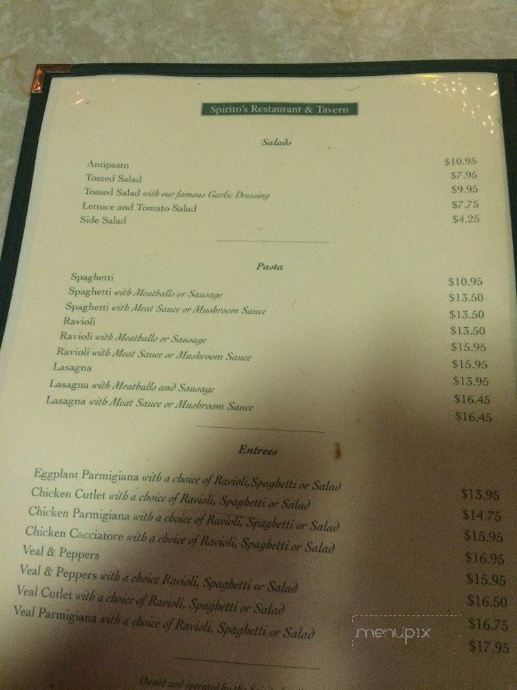Spirito's Restaurant - Elizabeth, NJ menu_pic