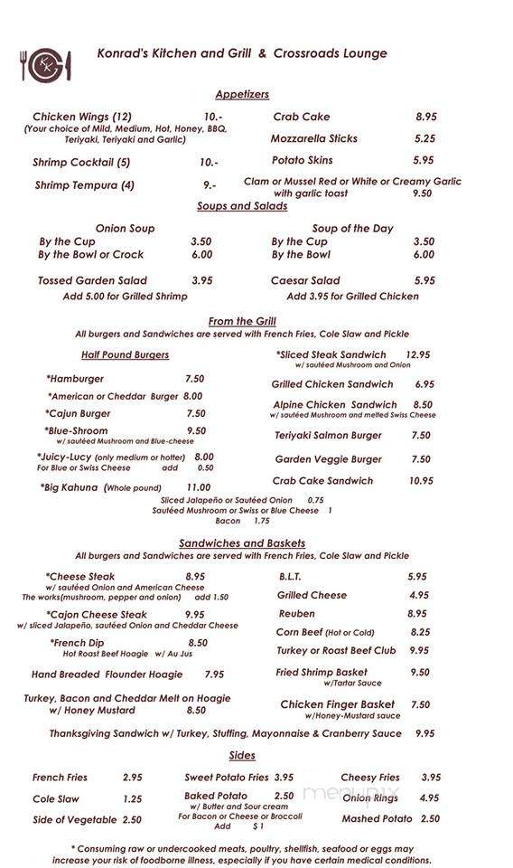 Crossroads Restaurant - Yulan, NY menu_pic