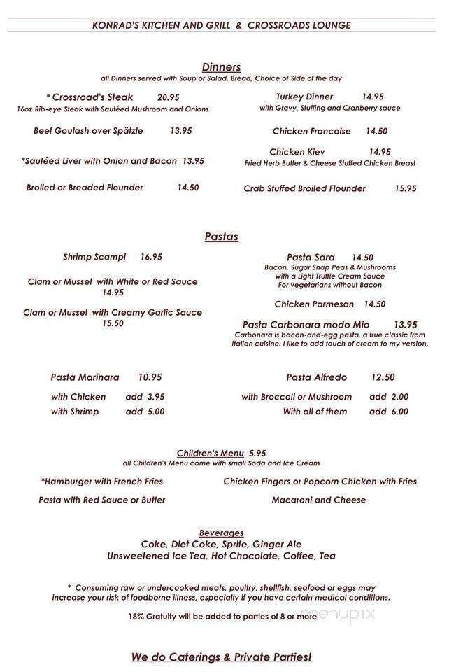 Crossroads Restaurant - Yulan, NY menu_pic