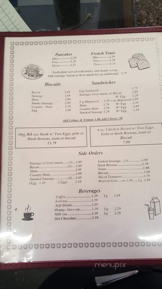 Pier - Marshville, NC menu_pic