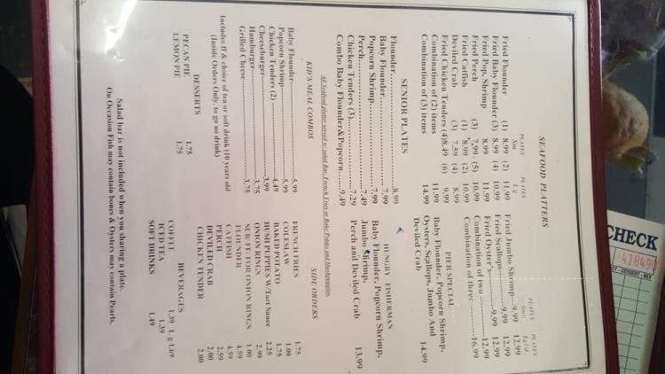 Pier - Marshville, NC menu_pic