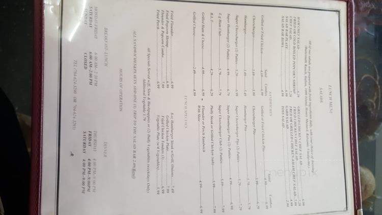 Pier - Marshville, NC menu_pic