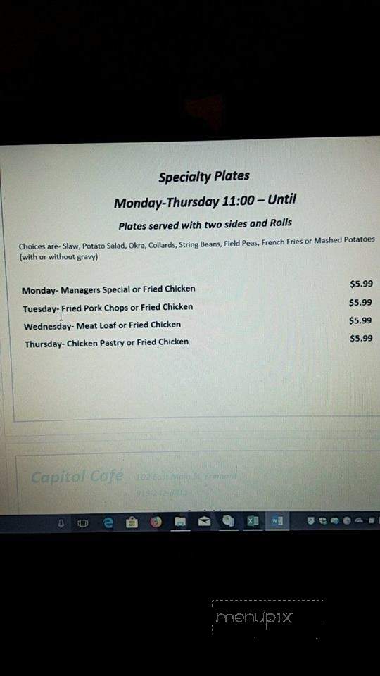 Capitol Cafe - Fremont, NC menu_pic