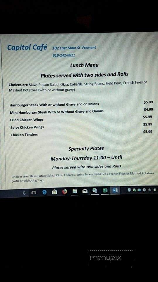 Capitol Cafe - Fremont, NC menu_pic