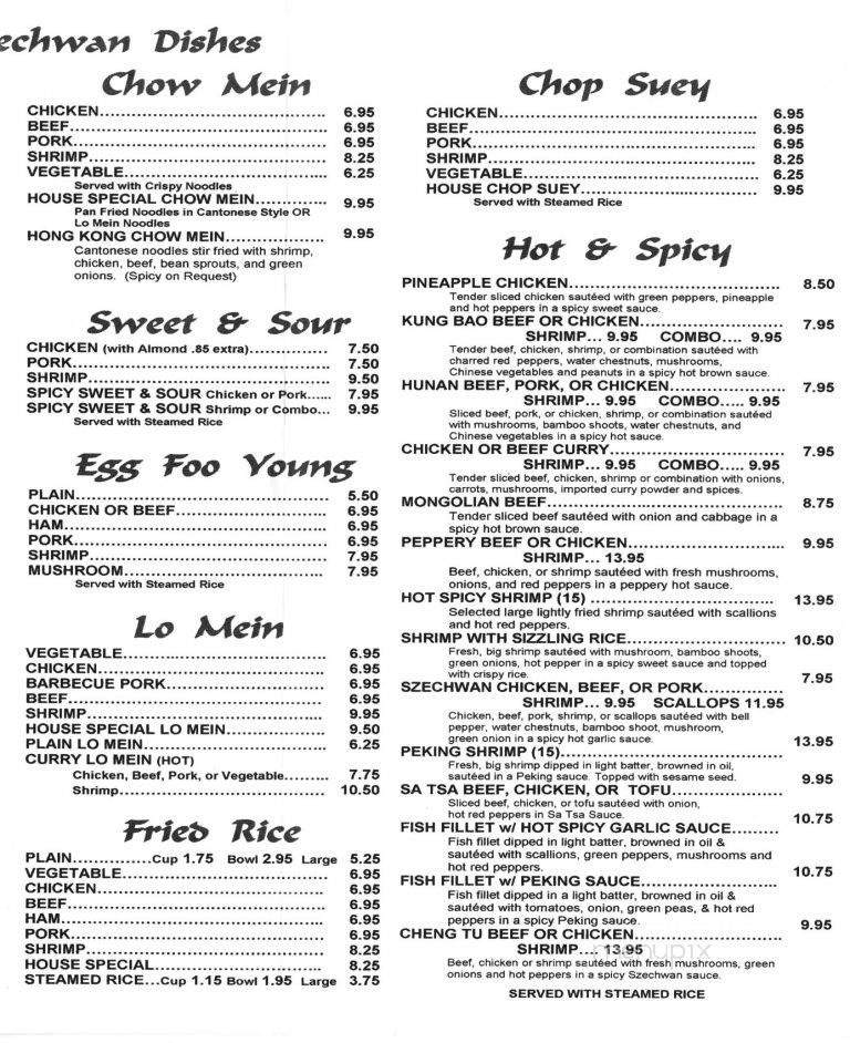 Wong's Restaurant - Clinton, OK menu_pic