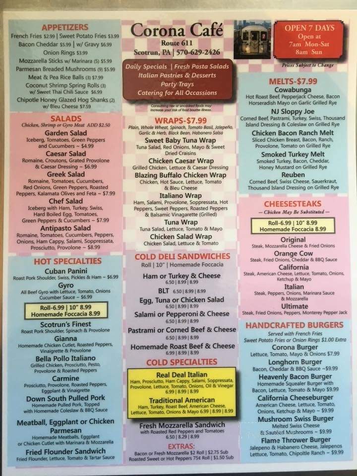 Corona Cafe & Deli - Scotrun, PA menu_pic