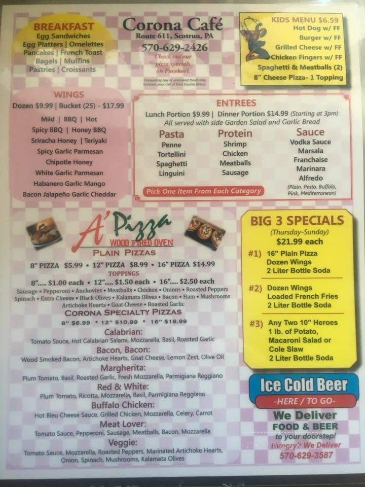 Corona Cafe & Deli - Scotrun, PA menu_pic