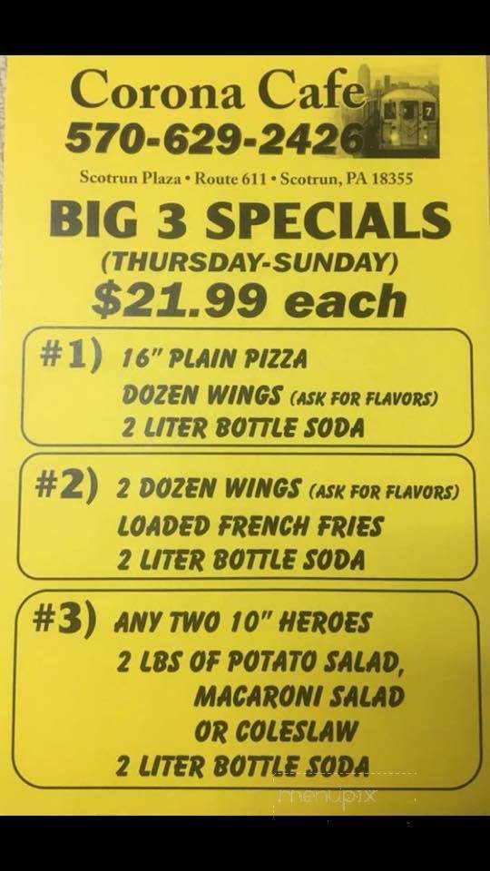 Corona Cafe & Deli - Scotrun, PA menu_pic