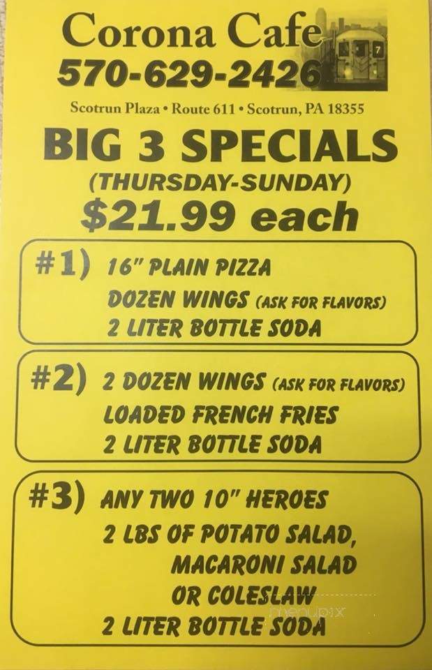 Corona Cafe & Deli - Scotrun, PA menu_pic