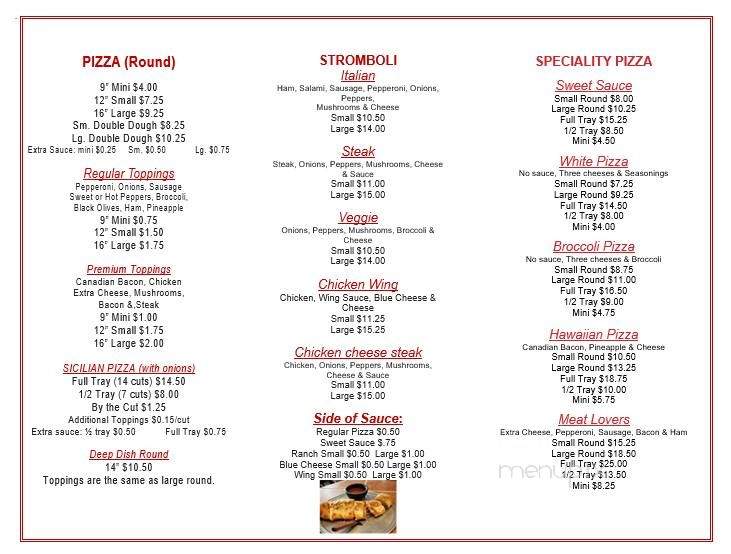 Derff's Pizza - Sugar Notch, PA menu_pic