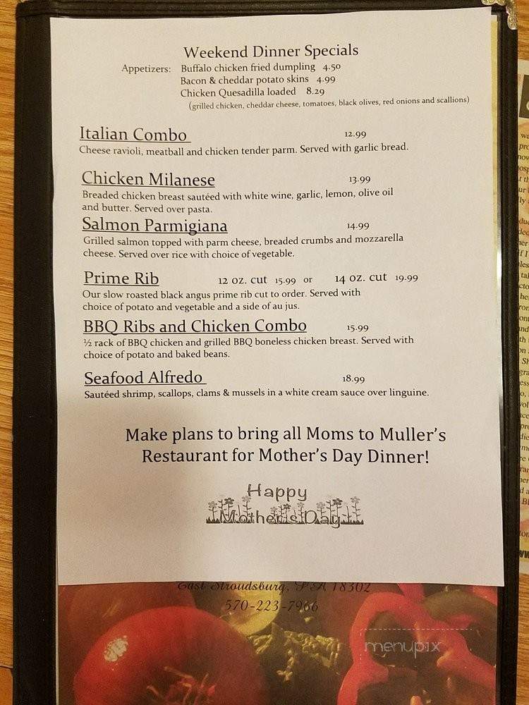Muller's Diner - East Stroudsburg, PA menu_pic