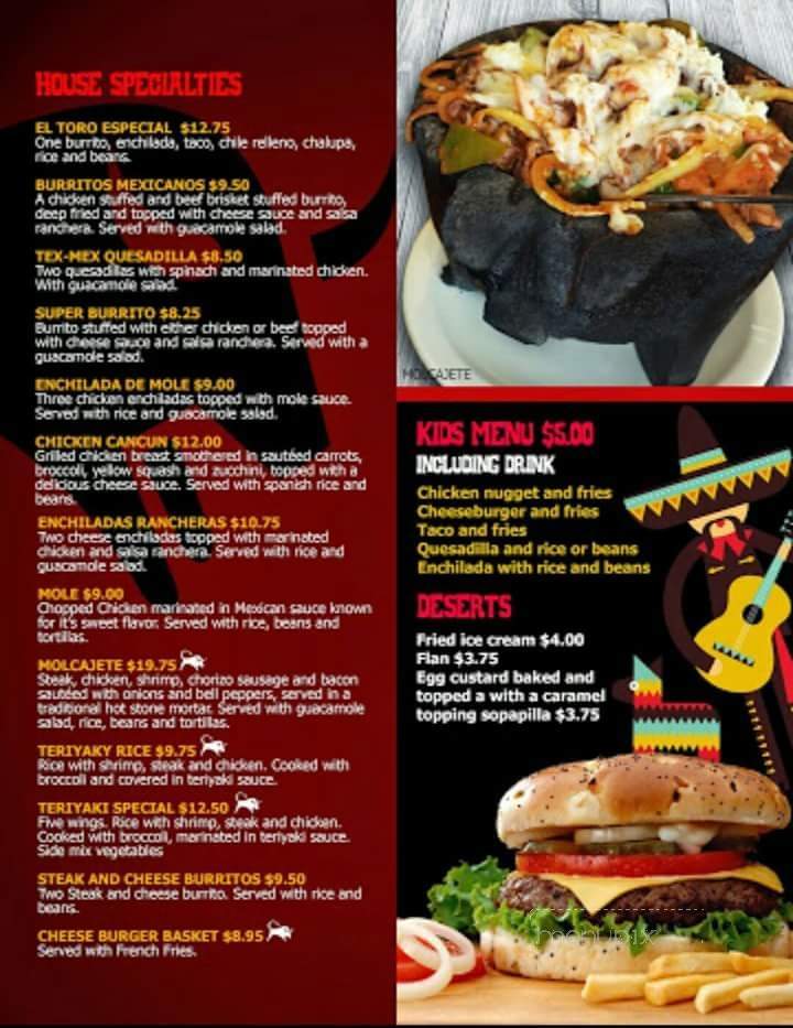 El Toro Mexican Restaurant Bar & Grill - Orangeburg, SC menu_pic