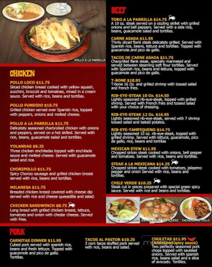 El Toro Mexican Restaurant Bar & Grill - Orangeburg, SC menu_pic