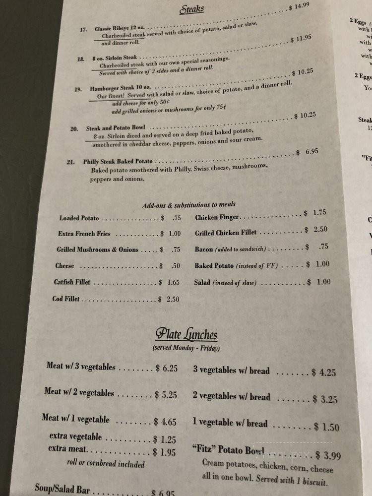 Fitz's Restaurant - Erin, TN menu_pic