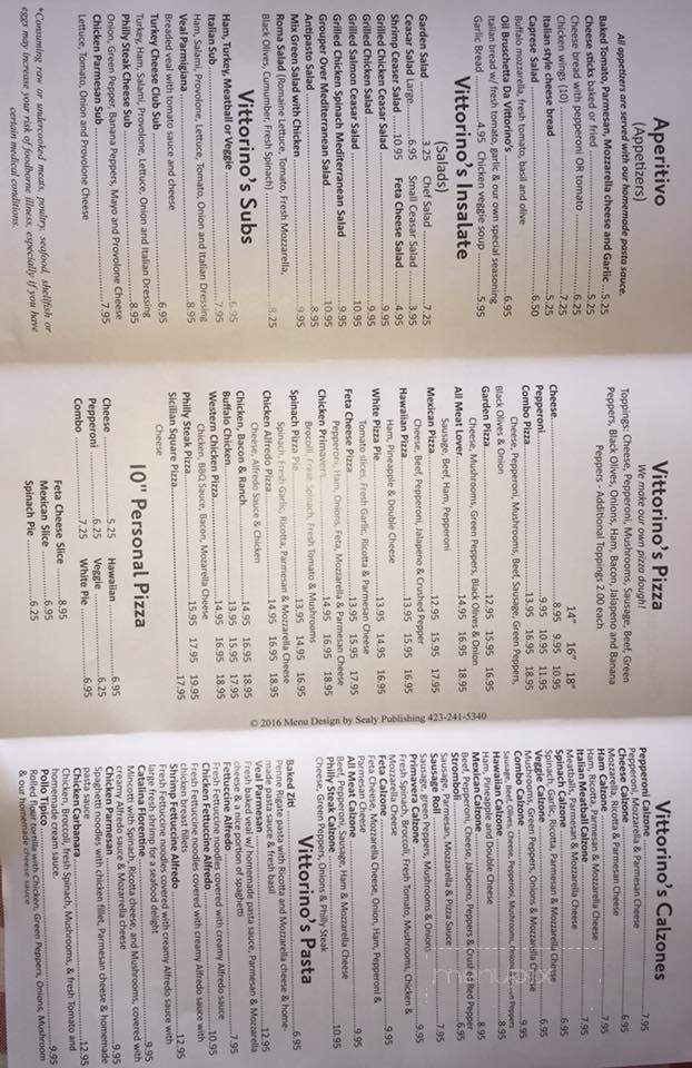 Vitorinos Italian Restaurant - Sweetwater, TN menu_pic