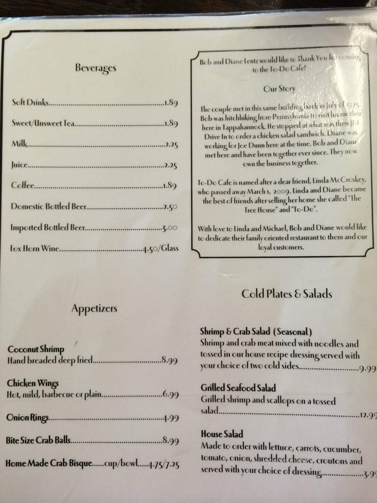 To Do Cafe - Tappahannock, VA menu_pic