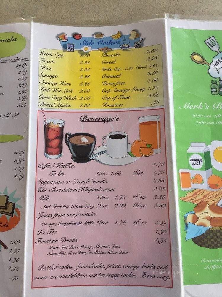 Merk's Place - Farmville, VA menu_pic