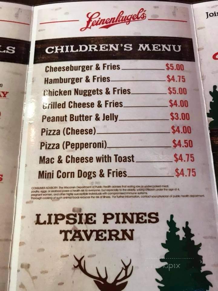 Lipsie Pines Tavern - Spooner, WI menu_pic