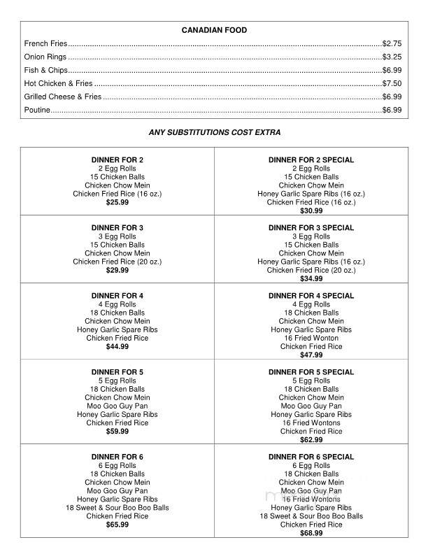 Tran's Place Restaurant - Moncton, NB menu_pic