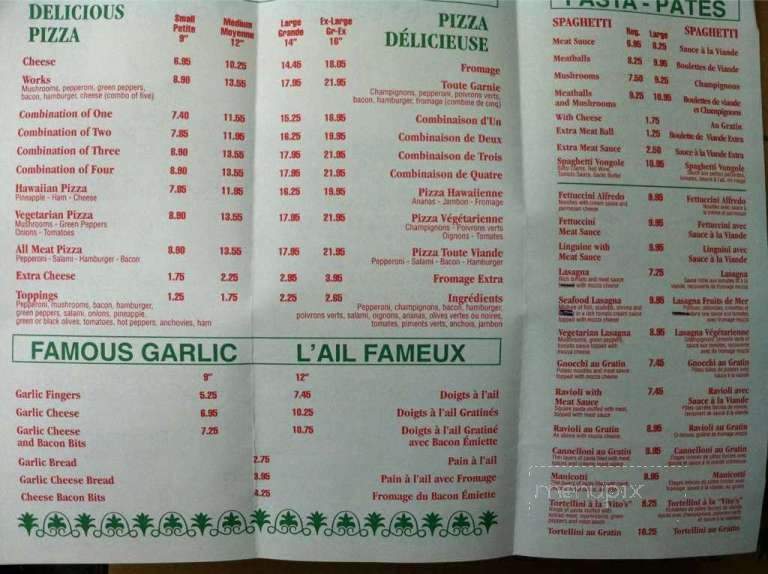 Vito's Pizza & Restaurant - Moncton, NB menu_pic