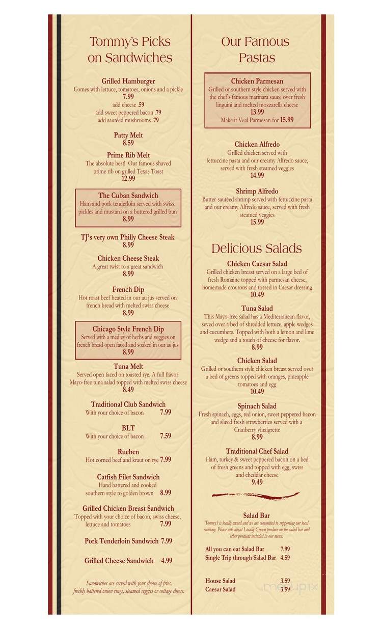 Tommy's Restaurant & Lounge - Wichita, KS menu_pic
