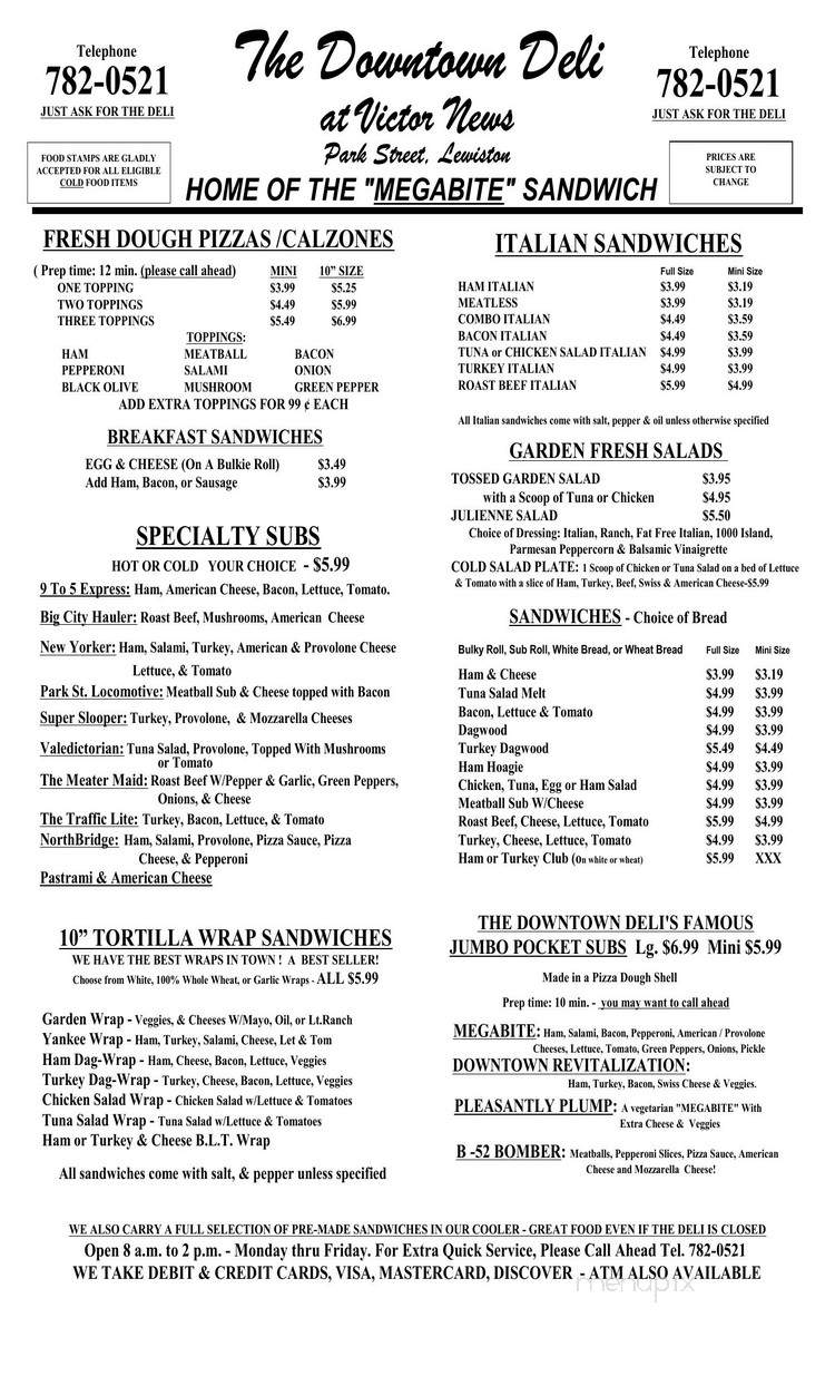 Downtown Deli At Victor News - Lewiston, ME menu_pic