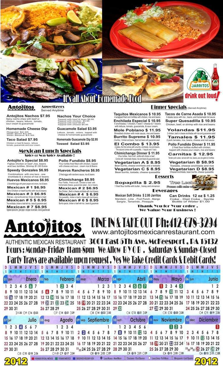 Antojitos Authentic Mexican Restaurant - Mckeesport, PA menu_pic