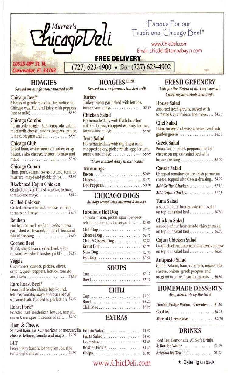Murray's Chicago Deli - Clearwater, FL menu_pic