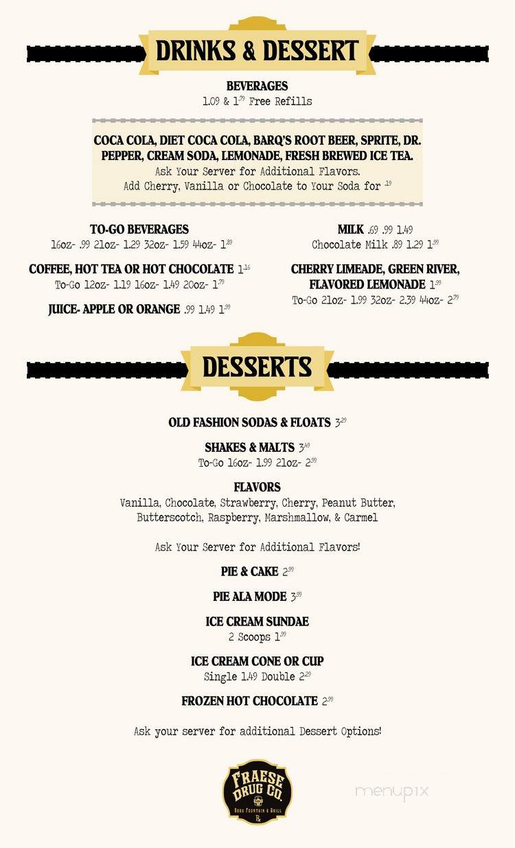 Soda Fountain Grill at Fraese Drug - Hutchinson, KS menu_pic