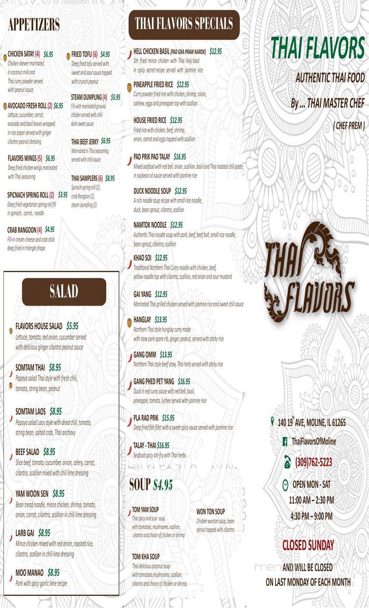 Thai Flavors - Moline, IL menu_pic