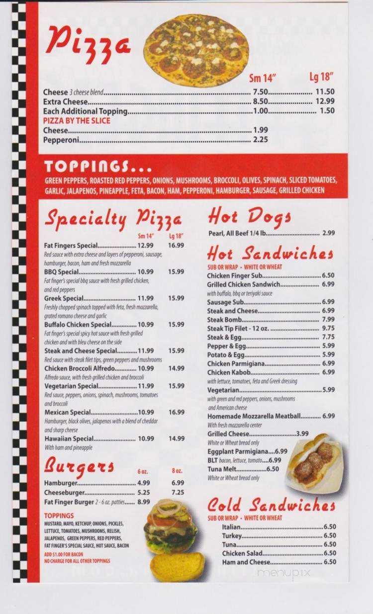 Fat Fingers - Saugus, MA menu_pic