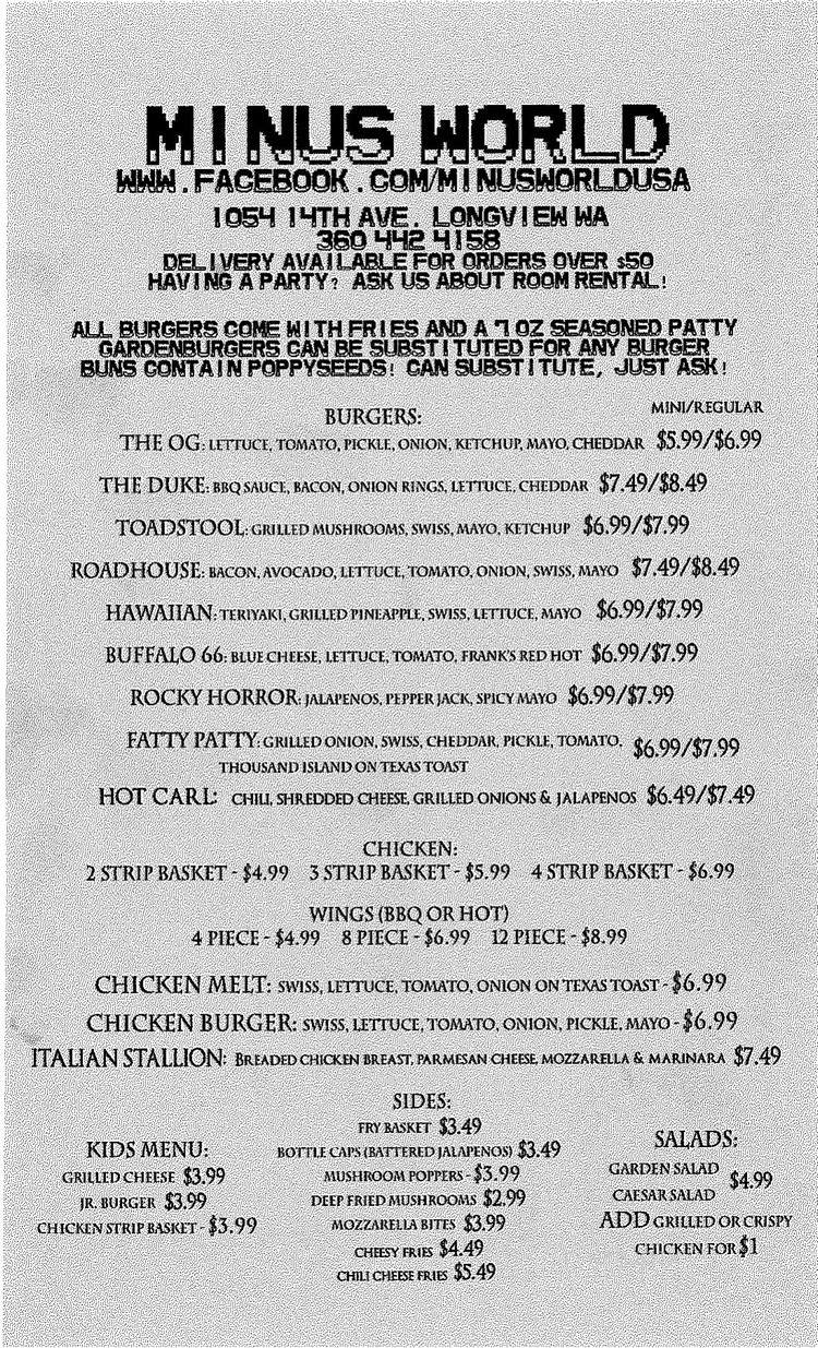 Minus World - Longview, WA menu_pic