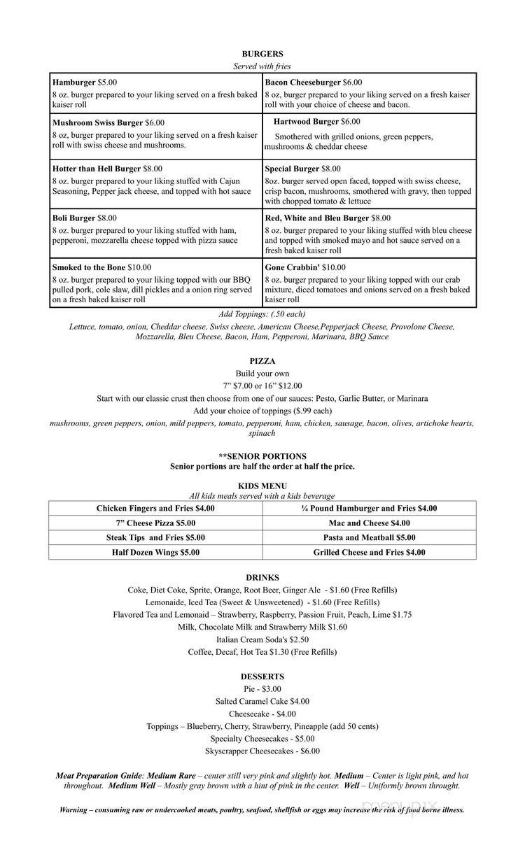 Wildwood Tavern Incorporated - Grampian, PA menu_pic