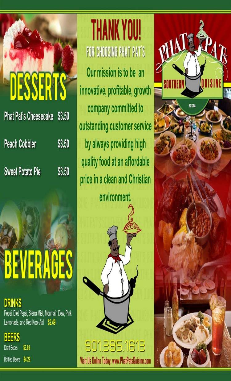 Phat Pat's Southern Cuisine - Memphis, TN menu_pic