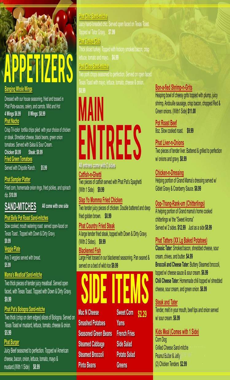 Phat Pat's Southern Cuisine - Memphis, TN menu_pic