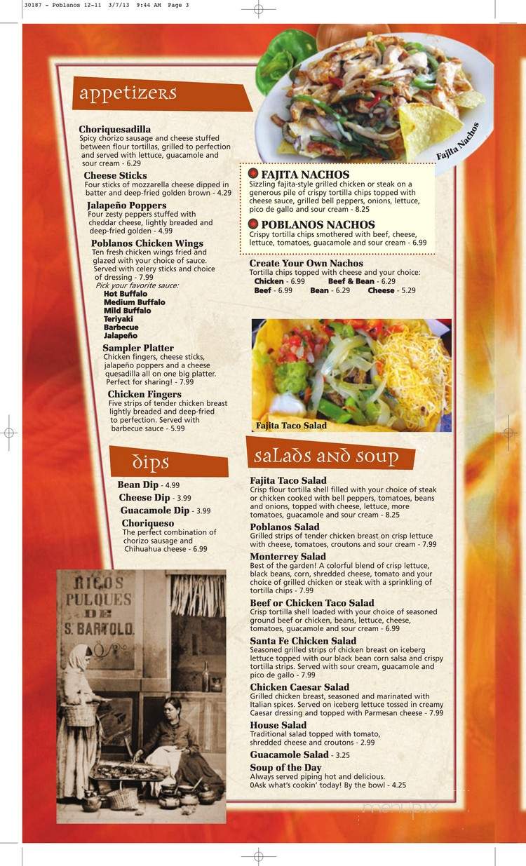 Poblanos Mexican Grill Bar - Anderson, IN menu_pic