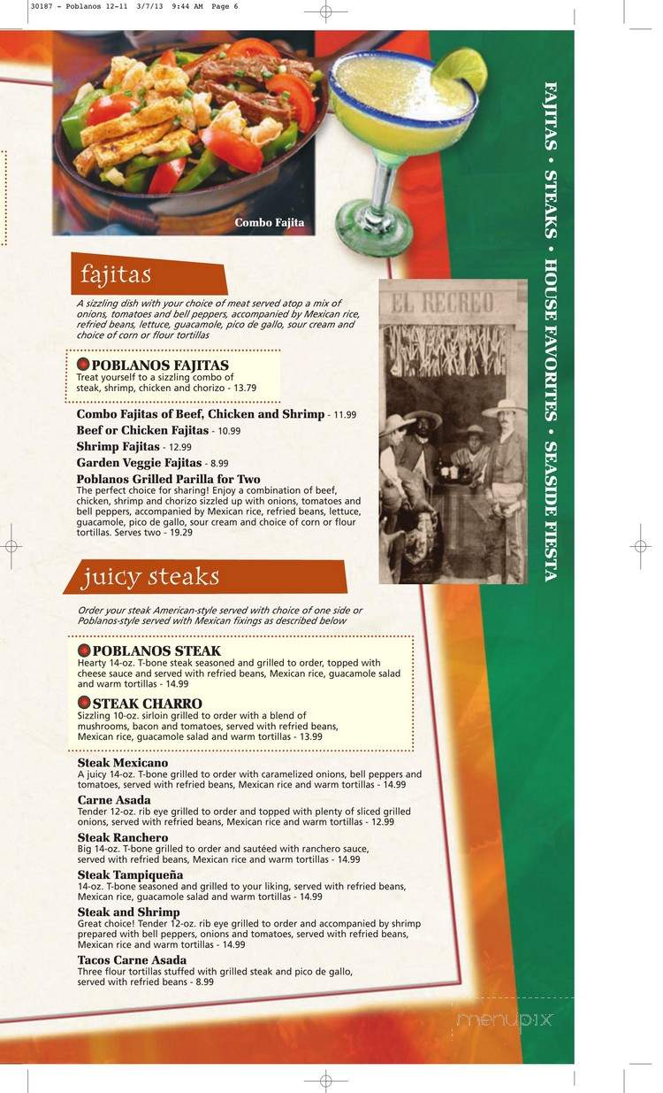 Poblanos Mexican Grill Bar - Anderson, IN menu_pic