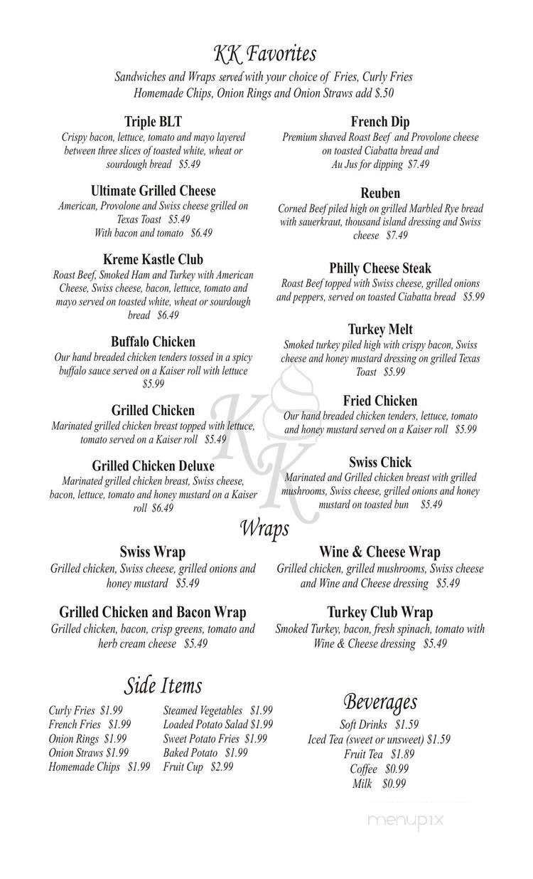 Kreme Kastle - Brownsville, TN menu_pic